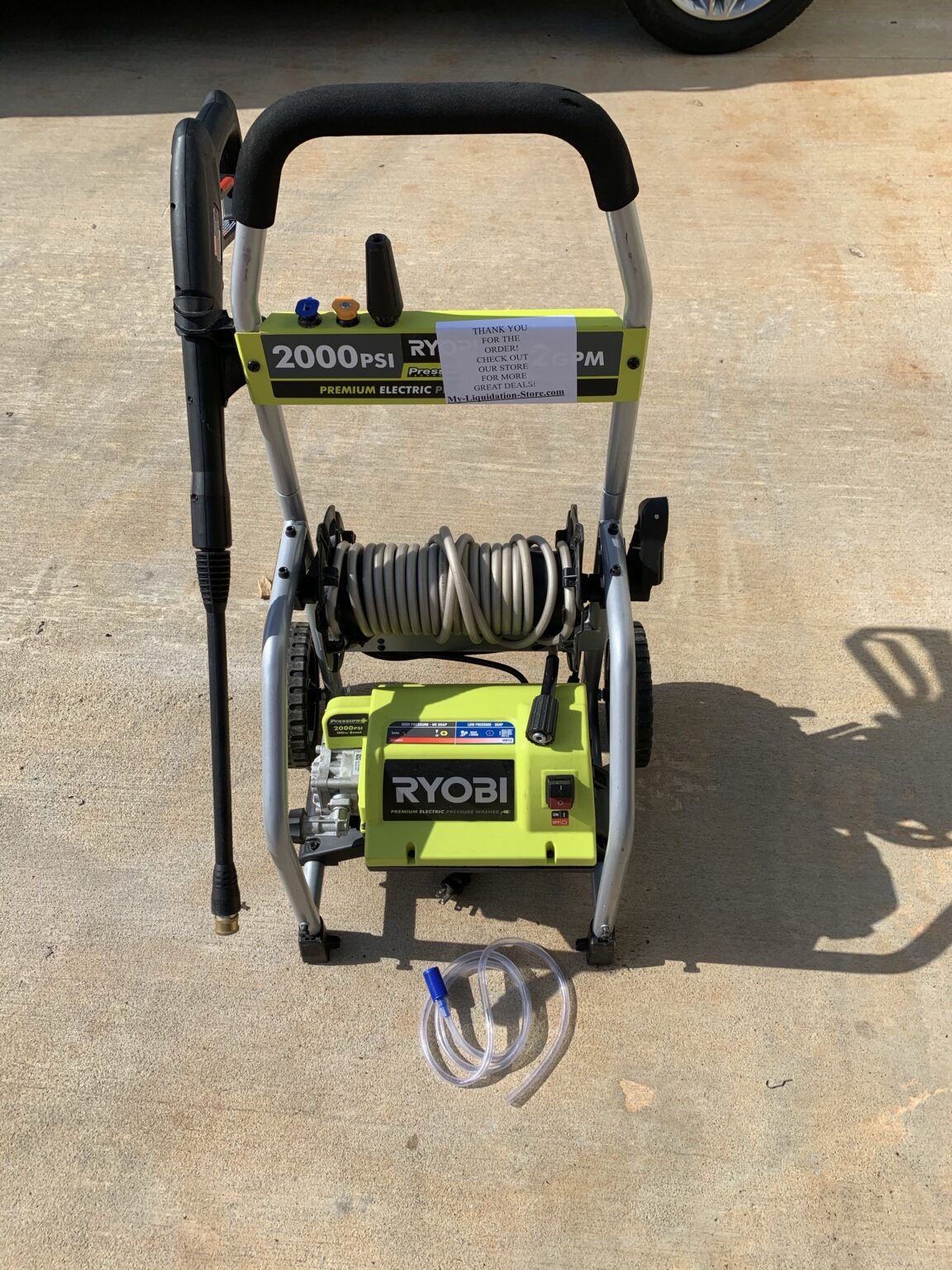 Pressure washer ryobi 2000 psi 1 2 gpm electric with soap hose my
